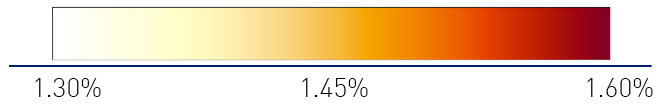 Example of colour scale for related metric