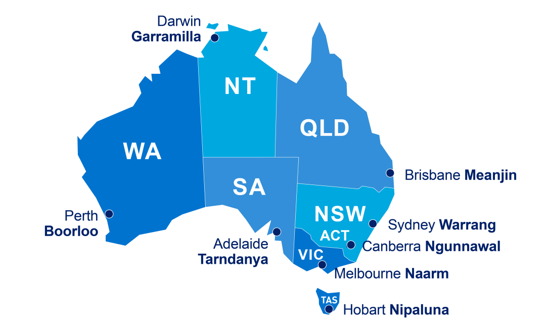 Map of Australia with Indigenous country names