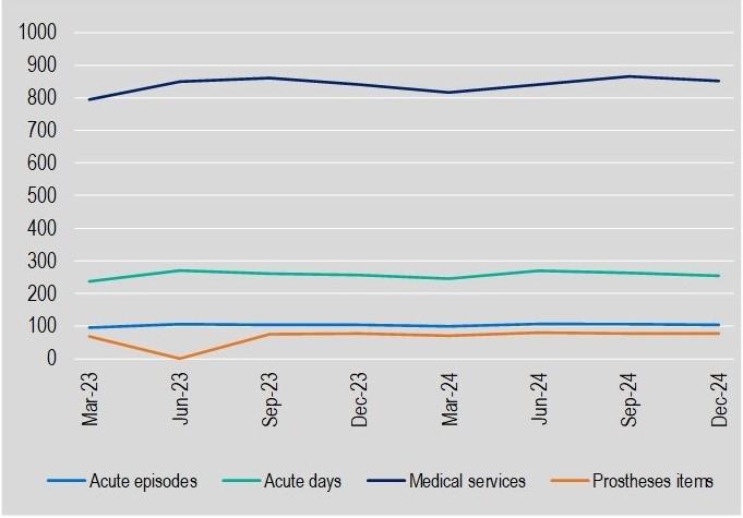 Hospital treatment services per 1,000 insured persons from September 2024 to December 2024. 