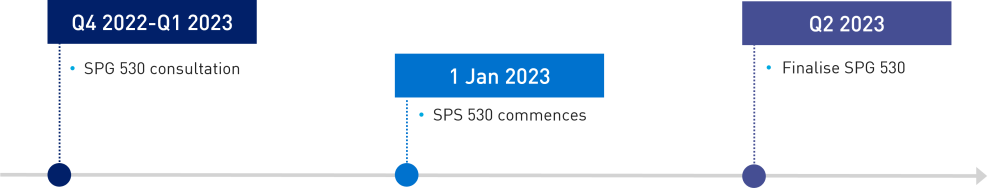 This image shows the next steps for the investment governance amendments: Quarter 4 2022 to quarter 1 2023 - release of the SPG 530 consultation, 1 January 2023 - SPS 530 commences, quarter 2 2023 - finalise SPG 530.