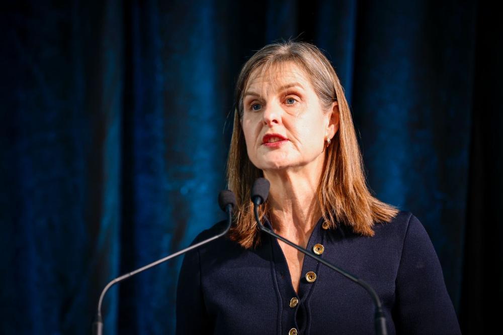 suzanne smith speaking at a conference