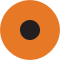 Circular orange symbol with a dark centre, representing a gathering place.